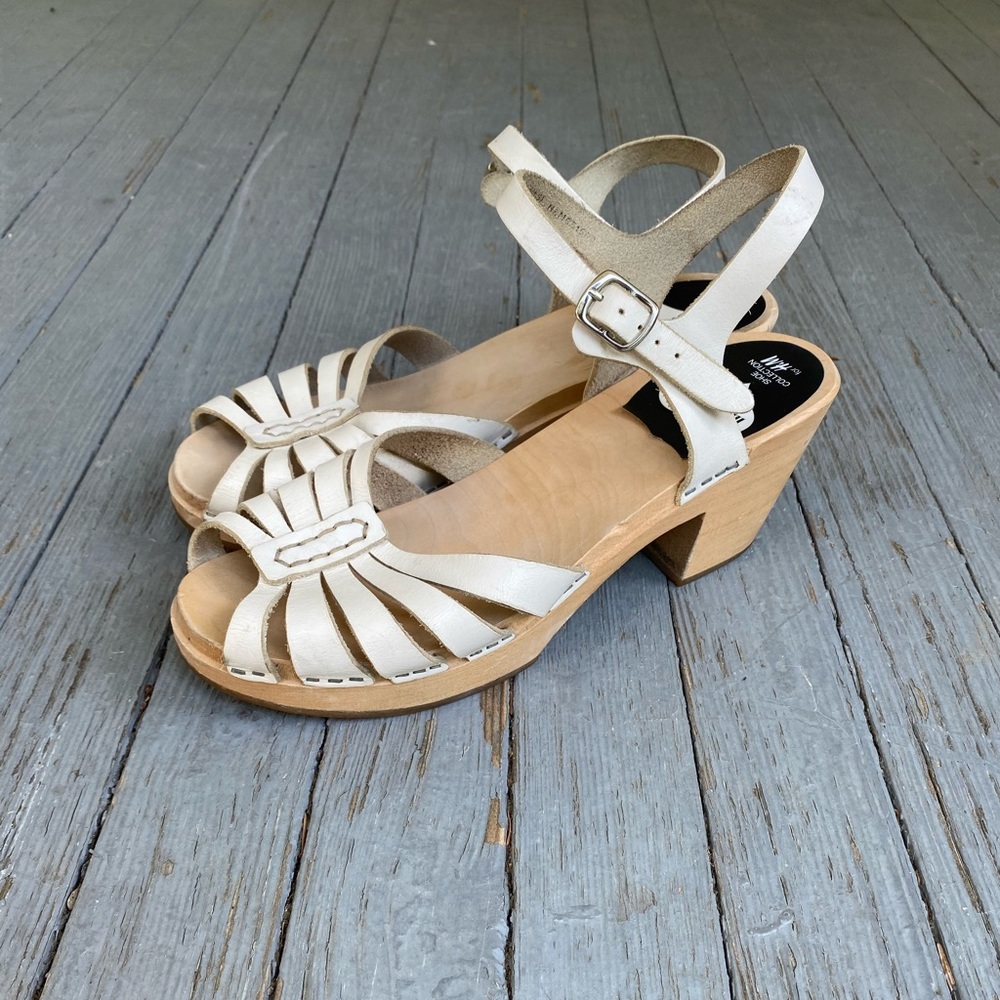 Swedish Hasbeen white high heel clog size 39 8.5 9 - Picture 2 of 9